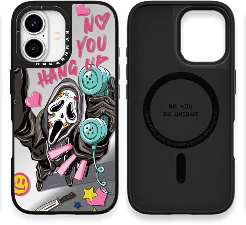 Rosarnnah Kompatibel mit iPhone 16 Hülle für Magsafe – Skeleton Spiegel Cover Design – niedliche Ästhetik Handyhülle für iPhone 16 6.1