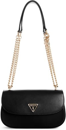 GUESS Damen Daryna Convertible Crossbody Flap Umhängetasche, Schwarz