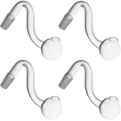 4 Stück Glas Ölbrenner Pfeife 10mm Männlich Wasserpfeifen Bong Klar Dick Adaptergelenk Für Rauchen Glas Bongs Dicke Großen Schalen(10mm Male)