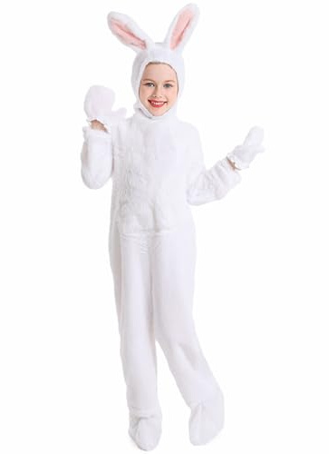YUDATPG Kinder Osterhasen-Kostüm Hase Tier Plüsch Onesie | Weihnachten, Halloween, Cosplay