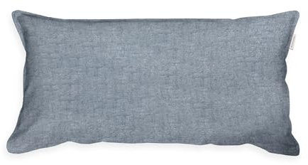 TOM TAILOR Melange-Kissenhülle, 40x80 cm, 40% Baumwolle/ 25% Viskose / 35% Polyester, Mit Stehsaum und Markenreißverschluss, WOVEN MELANGE Blau (Soft Navy)