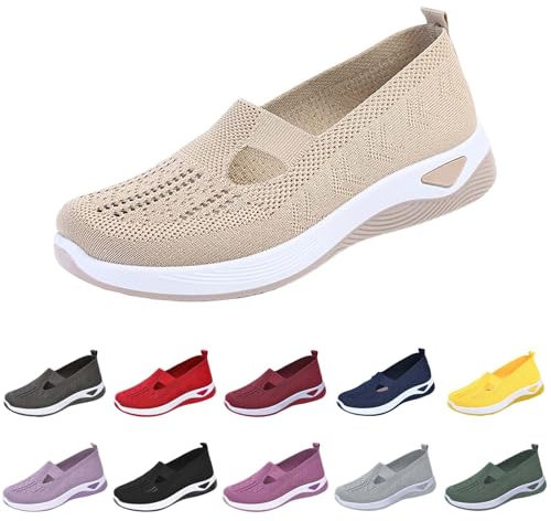 Gyaimxfu Zapatos Ortopédicos para Mujer con Malla Zapatillas Sin Cordones para Mujer Sin Manos Antideslizantes para Caminar Zapatillas Ortopédicas de Plataforma Ligeras Cómodas para Senderismo,Caminar