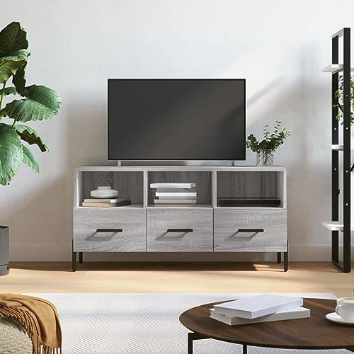 Iiaky TV-Schrank Grau Sonoma 102x36x50 cm Holzwerkstoff Sideboard Tv HiFi Rack