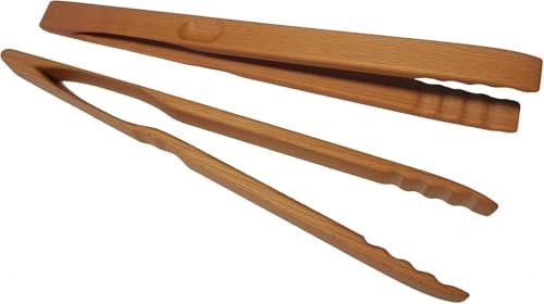 XXL Profi Grillzange aus Holz 6 Größen zur Auswahl 46cm 460mm extra lang Lange Buche Holzgriff Buchenholz Mehrzweckzange Grill Küchenzange Zangen (46 cm)