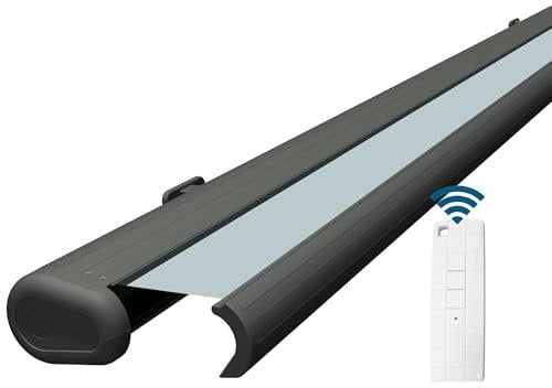 Eclipse Vollkassettenmarkise elektrisch 4,5x3,0 m basaltgraues Gehäuse Markise Balkon Terrassenüberdachung Gelenkarm Polyacryltuch UV-Schutz 50+ Smarthome-fähiger Dooya Motor, Markisentuch: Candy