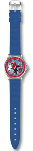 Kids Licensing Analoge Automatikuhr für Kinder mit Kunststoffarmband SPD4098, Spiderman, blau