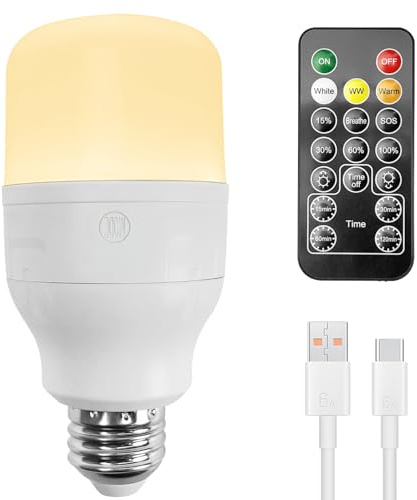 Idealife E27 LED Lampen, Wiederaufladbarkeit LED Glühbirne mit Fernbedienung, Herausnehmbar Magnetische Glühbirnen, Leuchtmittel Dimmbare Lampe mit Timing Funktion,3 Farbtemperatur