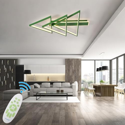 UVWHYZ Deckenlampe Wohnzimmer LED Modern Deckenleuchte Fernbedienung mit Stufenlos Dimmbarer Farbtemperatur (3000-6500K, 102W), Ø114cm, Weihnachtsbaum Aussehen Original Design Grün
