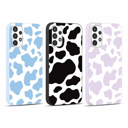 RUMDEY Funda Schutzhülle für Samsung Galaxy A13 4G 16,8 cm (6,6 Zoll), niedliches Kuhmuster, matt, weich, schlank, stoßfest, TPU-Stoßdämpfer, 3 Stück