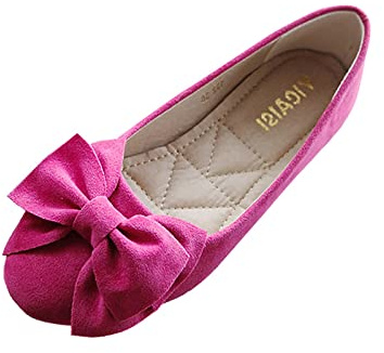 Ballerinas Women's Flat Dress Shoes Slip On Shoes Women's Shoes Elegant Loafer Ballerina Shoes Comfortable Soft Pumps Casual Shoes Ballet Party Wedding Shoes Mary Jane Low Shoes Bridal Shoes, hot pink