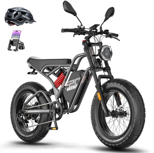 Fafrees F20 ULTRA Electric Bicycle, 20 x 5.0 Inch Tyre Fatbike All Terrain, 48V/25AH Battery, Hydraulic Disc Brakes, Electric Mountain Bike for Unisex Adults, Range 80-120KM (Grey)
