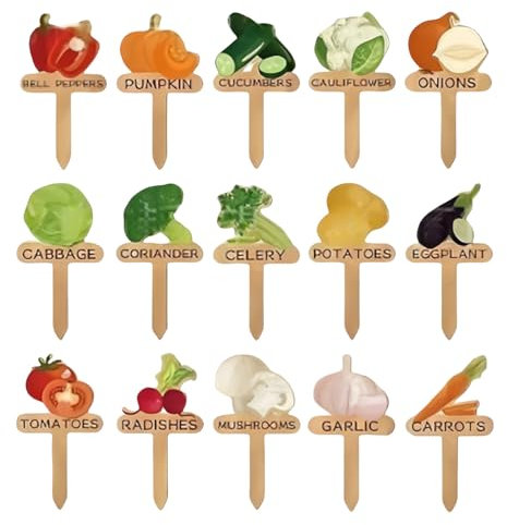 Pennarelli per piante, paletti da giardino, 12 x 6,5 cm, bastoncini in legno resistente alle intemperie, riutilizzabili, ecologici, portatili, per vasi da fiori, serre, cortile, giardinaggio