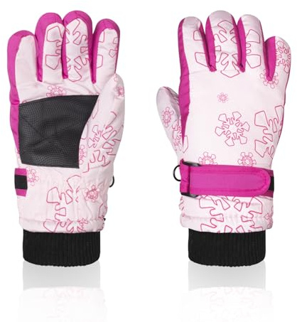 Nattork Guantes transpirables de invierno para niños, jóvenes, cálidos, con forro cálido, para niñas, esquís de nieve, snowboard, patinaje sobre hielo, guantes resistentes al viento, color rosa