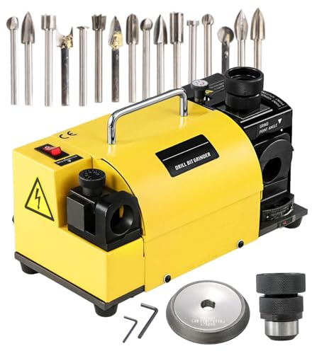 Drill Bit Sharpener, Electric Multitask Grinding Machine for Drill Bits, Knives & Chisels, 3-13mm Adjustable Angle, Includes 11 Collets