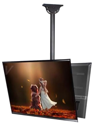 ApuaVireo&Co Support de plafond réglable et inclinable pour TV - Support TV à 2 côtés - Support TV suspendu entièrement mobile - Compatible avec la plupart des téléviseurs LED 4K de 32 à 70 pouces