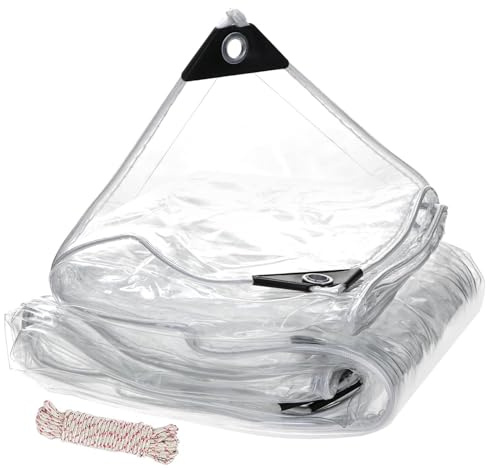 NIANXINN Clear Tarpaulin Waterproof,Heavy Duty PVC Transparent Tarp,Protects UV,Tear,Hot Cold Weather,0.35mm Plastic Sheet Pergola Covers for Garden Patio Canopy Outdoor,Custom (1m x 2m)