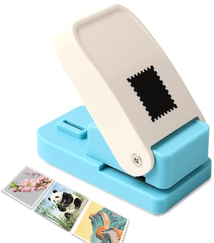 PAPAcroscoma Stanzer Quadrat, Briefmarken Stanzer Papierstanzer, multifunktionaler tragbarer Motiv-Locher, DIY-Bastelwerkzeug für Bastelarbeiten, Umschläge, Etiketten, Kunstprojekte, Heimunterricht
