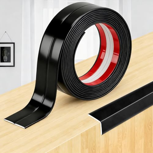 sturiz Zierleisten Selbstklebend Winkelprofil Eckleiste Klebeleisten Selbstklebend Winkelleiste Schwarz 2cm×4m Kantenschutz Wand Winkelprofil Kunststoff Weichsockelleiste für Wandschutz Eckenschutz