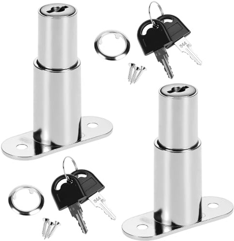 QWORK® 2 Stück 32MM Schrankschloss Schiebetür Druckzylinder,mit Schlüssel, Zylinder Ø 19 mm, für Aktenschränke, Schubladen