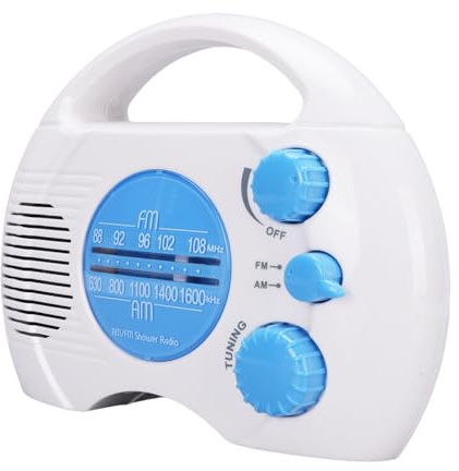 Tnfeeon AM FM Duschradio, Wasserdichtes Tragbares Badezimmerradio mit Elektronischer Abstimmung für Einfache Sendersuche