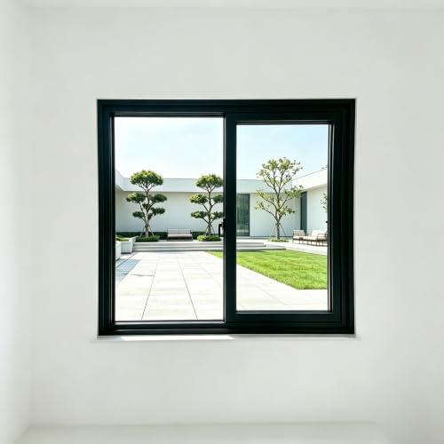 Ventana Corrediza de Aluminio con Vidrio Templado y Mosquitera a Medida | Ventana de Aluminio para Baño, Hogar, Garaje, Hotel y Sótano con Vidrio Templado y Mosquitera(36x23In 91x58cm)
