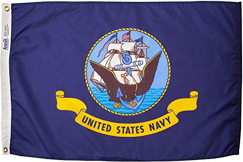 Annin Flagmakers Modello 439029 Bandiera Militare U.S. Navy Nylon SolarGuard NYL-Glo, 100% Made in USA secondo le specifiche ufficiali.