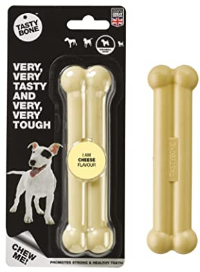 TastyBone Nylon Dog Chew Toy for Small Dogs (Cheese) - Indestructible for Aggressive Chewers, Everlasting Flavour, Strong Healthy Teeth, Made in the UK