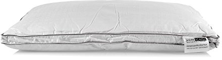 HOMESCAPES Luxury Soft Cotton Damask Pillow with Super Microfibre Filling Hotel Quality Generously Filled ″Just Like Down″ Filling Thick Pillow for Head and Neck Support