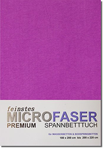 Spannbettlaken Tuch Laken Spannbetttuch Microfaser WASSERBETT Box Spring Bett 180 x 200-200 x 220 cm (VIOLETT)