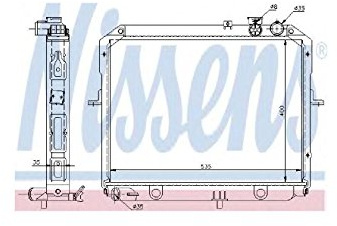 NISSENS Kühler Motorkühlung Kühler Wasserkühler Motorkühler Netzbreite 538mm Netzlänge 400mm Netztiefe 26mm 66646