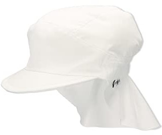 Sterntaler Schirmmütze Nacken Basic - Unisex Baby- und Kinder Mütze mit Nackenschutz - UV-Schutz 50+ Hut aus Popeline (Bio) - leichte Sommer Kopfbedeckung mit Gummiband - weiß, Größe 49