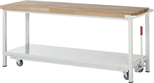 Rau 05 8000-6-207B4F.12 Werkbank Mit Absenkbarem Fahrgestell Serie 8000, Lichtgrau