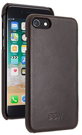 Bow iPhone 8 leather clip case leather iPhone 7 snap on case/Genuine Leather iPhone case (Black)
