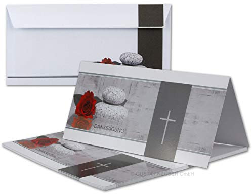 200 Trauer-karten mit Umschlag und Einlegeblatt Danksagung Doppel-Falt-Karte Din Lang glänzend MATHILDE Trauerkarte Sterbeanzeige Abschiedskarte Todesanzeige Kondolenzkarte