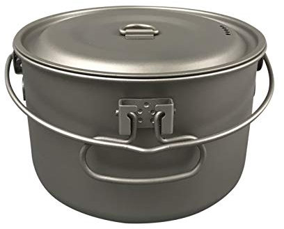 Jolmo Lander Titan Topf mit Henkel Camping Topf Ultraleicht Titan Topf 1300ml