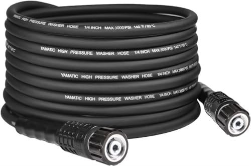YAMATIC M22 Pressure Washer Hose Extra Flexible with M22-14mm &15mm Adapters, 8M(25 FT) X 1/4, 206 Bar(3000 PSI), Compatible with Sun Joe, Greenworks, Briggs & Stratton, Ryobi, Troy Bilt
