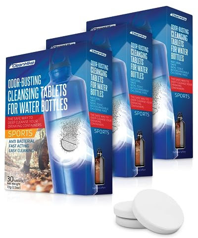 Tumbler Water Bottle Cleaning Tablets - (90 Tablets) All Natural Ingredient, Great for All Stainless, Plastics, Ceramic and Glass Drinking Containers, Individually Packed (3)