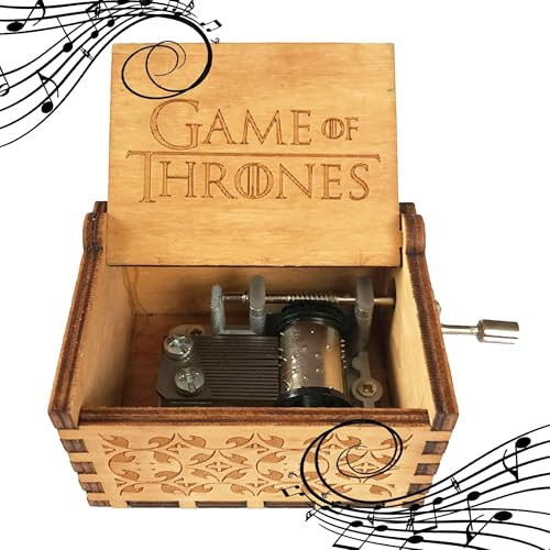 MINGZE Caja de música de Madera manivela, Pure Hand-Classical Music Box Hand-Wooden Music Box Creative Wooden Crafts Best Gifts, Variedad de Estilos (Game of Thrones(Wood Color))