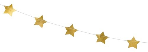 PartyDeco Girlande mit Goldsternen-Goldene Sterne Anhänger-Goldene Spiegelfolie Maße: 3,6 m Weihnachten Silvester Hochzeit Geburtstag Dekoration Hintergrund Vorhang