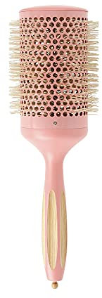 TB TOOLS FOR BEAUTY T4B ILU BambooM Bambus Rund Styling Haarbürste für sehr Lange Haare mit abnehmbaren Spitzen mit Keramikbeschichtung und Nylon Borsten Pastellfarbe 65 mm x