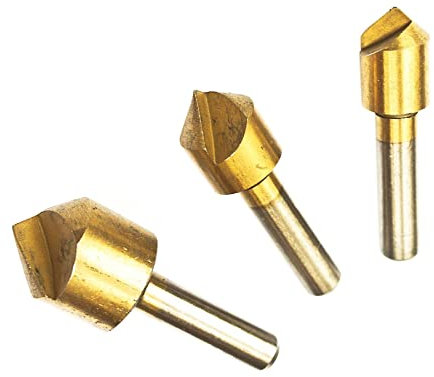 Dapetz ® HSS 3 Pcs Countersink Chamfer Deburring Drill Bit Set,Titanium Coated Countersink Metal Deburring Drill Bits Tool for DIY Metal Plastic Wood, Steel SND Hard Metals 10/12/ 16mm S78