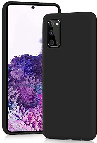 YATWIN Silicone Case for Samsung Galaxy S20, Soft-Touch, Shockproof, Slim, Durable Phone Cover - Black