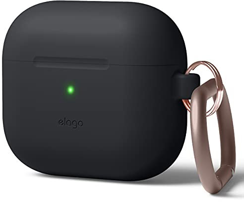 elago Custodia Silicone Compatibile con AirPods 3 Cover Case - Premium in Silicone, Supporta la Ricarica Wireless, Protezione Antiurto (Nero)