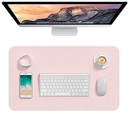 Hsurbtra Desk Pad, 60 x 35 cm PU Leather Desk Mat, M Extended Mouse Pad, Waterproof Desk Blotter Protector, Ultra Thin Large Laptop Keyboard Mat, Non-Slip Desk Writing Pad for Office Home