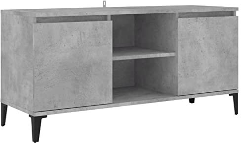 vidaXL TV Schrank mit Metallbeinen Lowboard Sideboard Fernsehschrank Fernsehtisch TV Möbel Tisch Board HiFi-Schrank Betongrau 103,5x35x50cm