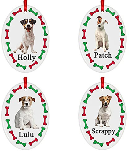 GPG LTD Jack Russell Dog Personalised Oval Shaped Christmas Tree Bauble - With the name of your choice - 4 Different Designs Available At Customisation Point