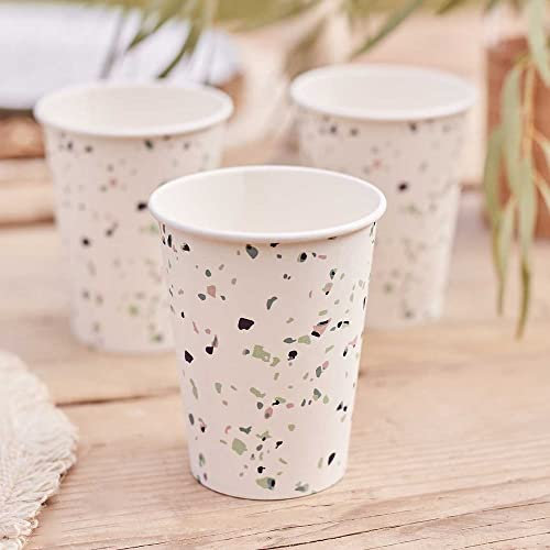 Ginger Ray 'Mix It Up' Terrazzo Eco Friendly Paper Cups-8 Pack, Multi, 8 Count (Pack of 1)