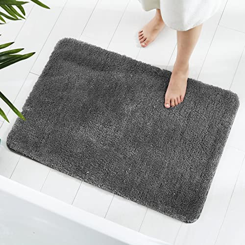 GONICVIN Teppich, 50 x 80 cm Flauschige Mikrofaser Waschbarer Badteppich Badematte, rutschfest Badezimmerteppich für Badezimmer, Wohnzimmer (Anthrazit)
