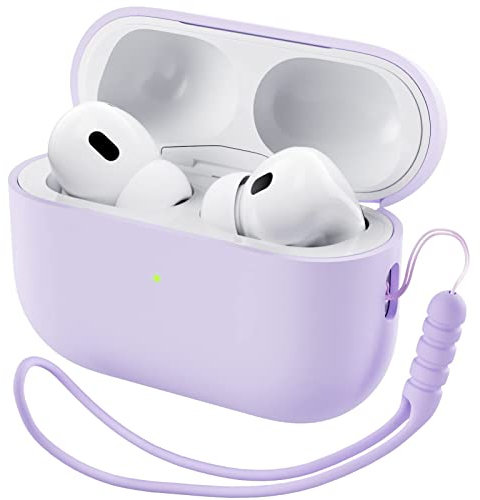 ORNARTO Kompatibel mit AirPods Pro 2 Hülle 2022, Schützende Flüssig Silikon Hülle für AirPods Pro 2 2022 Hybrid Skin Front LED Sichtbar Silikon Hülle Flieder