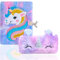 TOYESS Secret Diary with Lock for Girls, A5 Plush Unicorn Journal Notebook Set Includes Notebook and Pencil Case, Unicorn Gifts for Girls Age 6 7 8 9 10 11 12 Years, Purple